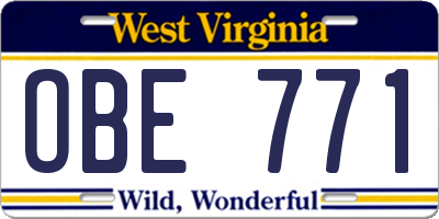 WV license plate OBE771