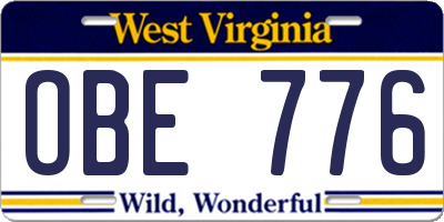 WV license plate OBE776