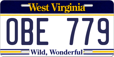 WV license plate OBE779