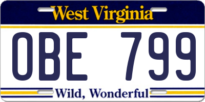 WV license plate OBE799