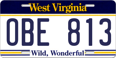 WV license plate OBE813