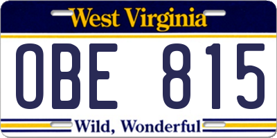 WV license plate OBE815