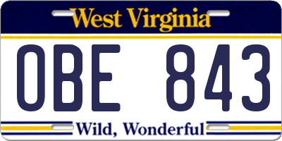 WV license plate OBE843