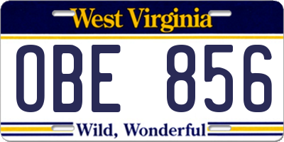 WV license plate OBE856