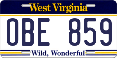 WV license plate OBE859