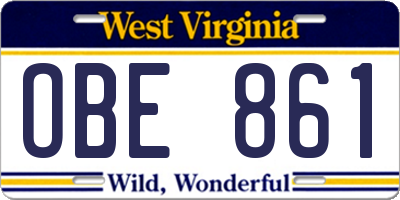 WV license plate OBE861
