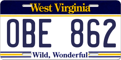 WV license plate OBE862
