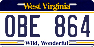 WV license plate OBE864