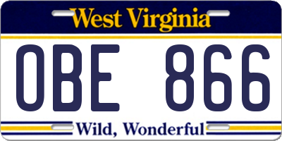 WV license plate OBE866