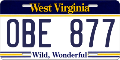 WV license plate OBE877