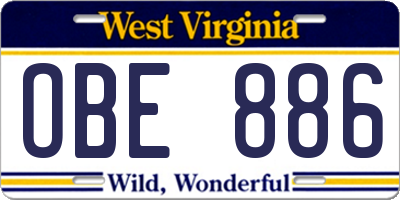 WV license plate OBE886