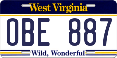WV license plate OBE887