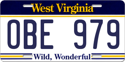 WV license plate OBE979