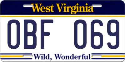 WV license plate OBF069