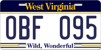 WV license plate OBF095
