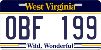 WV license plate OBF199