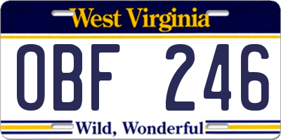 WV license plate OBF246