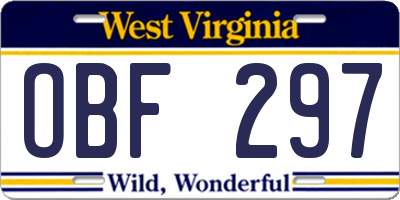 WV license plate OBF297