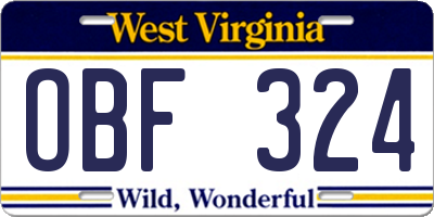 WV license plate OBF324
