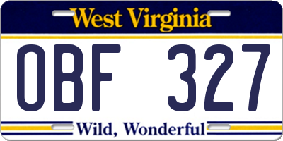 WV license plate OBF327