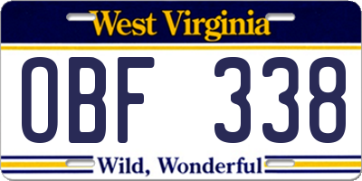 WV license plate OBF338
