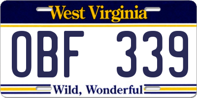 WV license plate OBF339