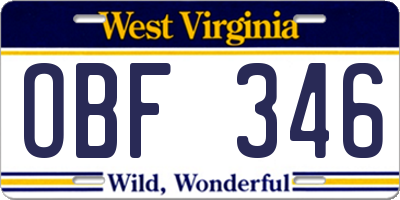 WV license plate OBF346