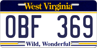 WV license plate OBF369