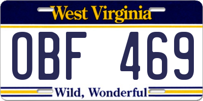 WV license plate OBF469