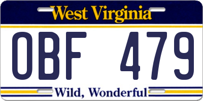 WV license plate OBF479