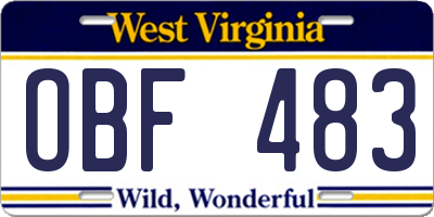 WV license plate OBF483