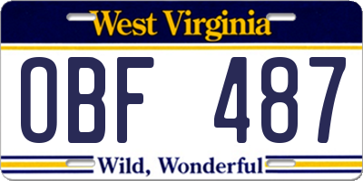 WV license plate OBF487