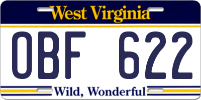 WV license plate OBF622