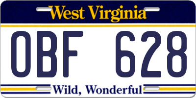 WV license plate OBF628