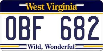 WV license plate OBF682