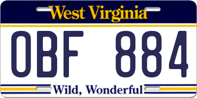 WV license plate OBF884