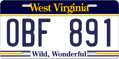 WV license plate OBF891