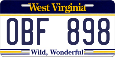 WV license plate OBF898