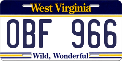 WV license plate OBF966