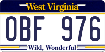 WV license plate OBF976