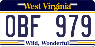 WV license plate OBF979