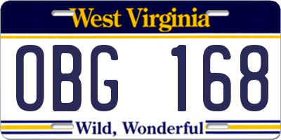 WV license plate OBG168