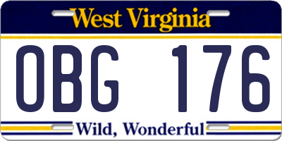 WV license plate OBG176