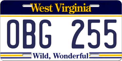 WV license plate OBG255