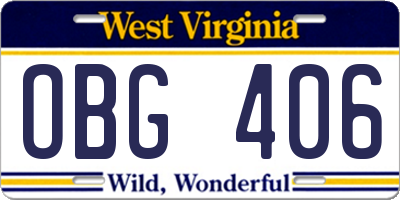 WV license plate OBG406