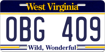 WV license plate OBG409