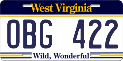 WV license plate OBG422