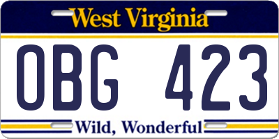WV license plate OBG423
