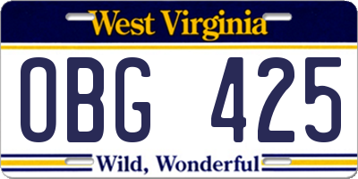 WV license plate OBG425