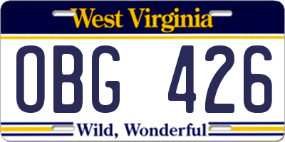 WV license plate OBG426